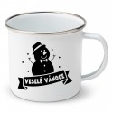 Smaltovaný hrnek Sněhulák Veselé Vánoce