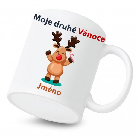 Keramický hrnek Moje druhé Vánoce se sobíkem a jménem dítěte Keramický hrnek Moje druhé Vánoce se sobíkem a jménem dítěte