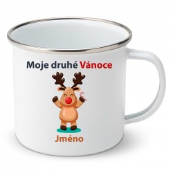 Smaltovaný hrnek Moje druhé Vánoce se sobíkem a jménem dítěte