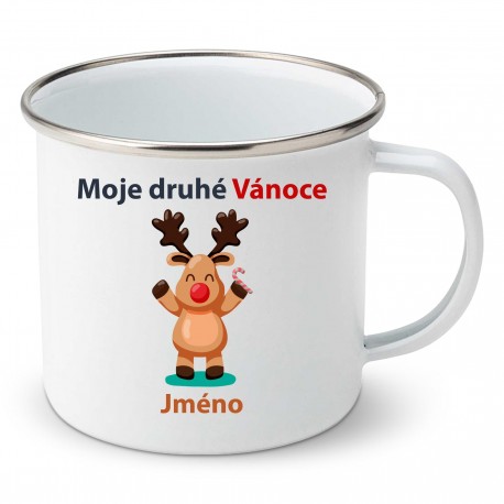 Smaltovaný hrnek Moje druhé Vánoce se sobíkem a jménem dítěte