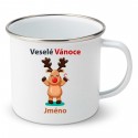 Smaltovaný hrnek Veselé Vánoce se sobíkem a jménem
