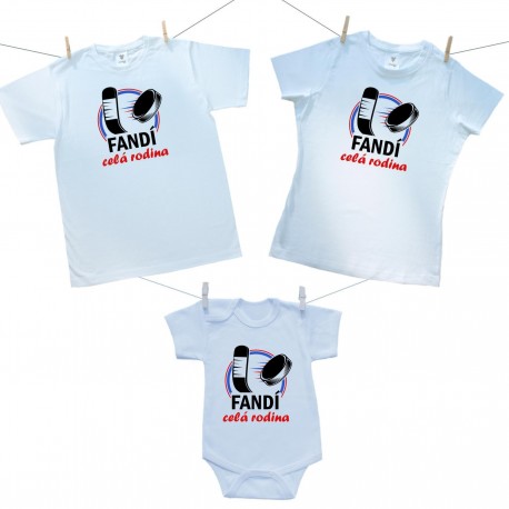 Rodinná sada (body s krátkým rukávem) Fandí celá rodina