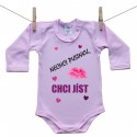 Růžové body s dlouhým rukávem Nechci pusinku chci jíst 