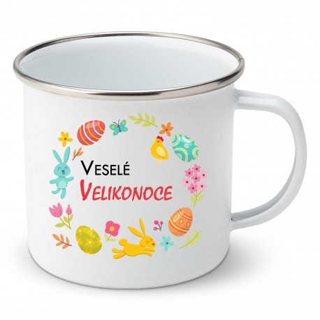 Smaltovaný hrnek Veselé Velikonoce Smaltovaný hrnek Veselé Velikonoce