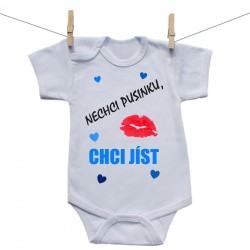 Body s krátkým rukávem Nechci pusinku chci jíst (modrá)
