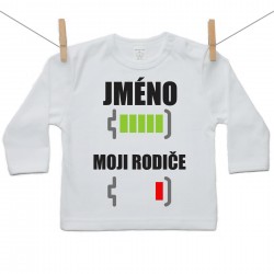 Tričko s dlouhým rukávem Baterie nabitá/vybitá rodiče se jménem