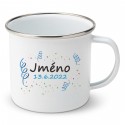 Smaltovaný hrnek Se jménem děťátka a datem (Chlapec)