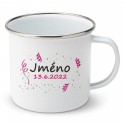 Smaltovaný hrnek Se jménem děťátka a datem (Dívka)