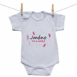 Body s krátkým rukávem Se jménem děťátka a datem (Dívka)
