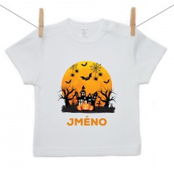 Tričko s krátkým rukávem Happy Halloween se jménem dítěte