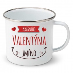 Smaltovaný hrnek Krásného Valentýna se jménem