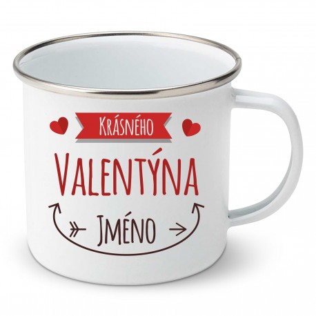 Smaltovaný hrnek Krásného Valentýna se jménem