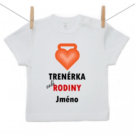 Tričko s krátkým rukávem Trenérka celé rodiny s jménem dítěte
