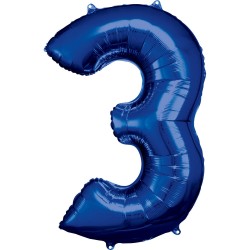Narodeninový balónik fóliový 3 modrý 86 cm