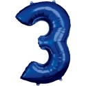 Narozeninový balónek fóliový 3 modrý 86 cm