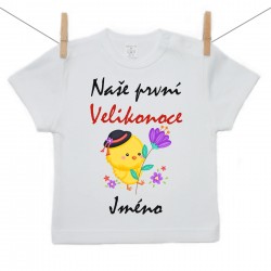 Tričko s krátkým rukávem Naše první Velikonoce s jménem Chlapec