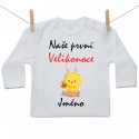 Tričko s dlouhým rukávem Naše první Velikonoce s jménem Dívka