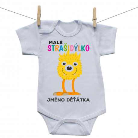 Body s krátkým rukávem Malé strašidýlko - žluté se jménem děťátka