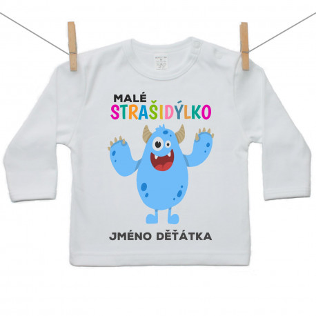 Tričko s dlouhým rukávem Malé strašidýlko - modré se jménem děťátka