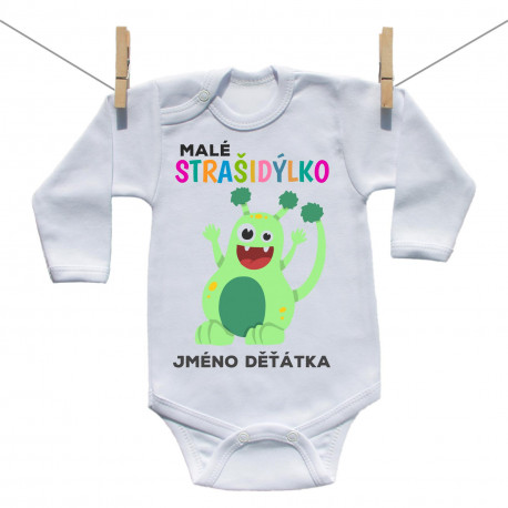 Body s dlouhým rukávem Malé strašidýlko - zelené se jménem děťátka Body s dlouhým rukávem Malé strašidýlko - zelené se jménem děťátka