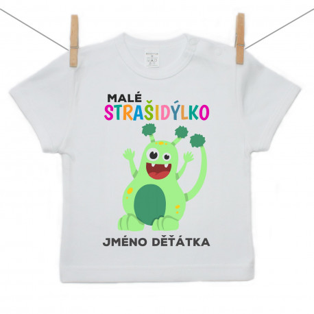 Tričko s krátkým rukávem Malé strašidýlko - zelené se jménem děťátka