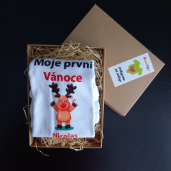 Body s dlouhým rukávem Moje první Vánoce se sobíkem - Nicolas