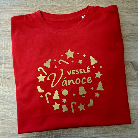 Červené pánské triko Veselé Vánoce