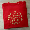 Limitovaná zlatá edice červené pánské triko Veselé Vánoce