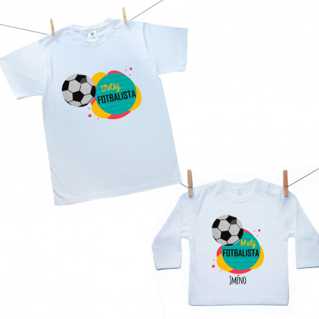 Rodinná sada (tričko s dlouhým rukávem) Malý a velký fotbalista se jménem děťátka