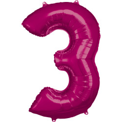 Narodeninový balónik fóliový 3 růžový 86 cm