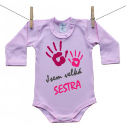 Růžové body s dlouhým rukávem Jsem velká sestra