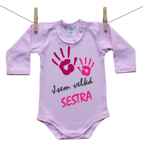 Růžové body s dlouhým rukávem Jsem velká sestra