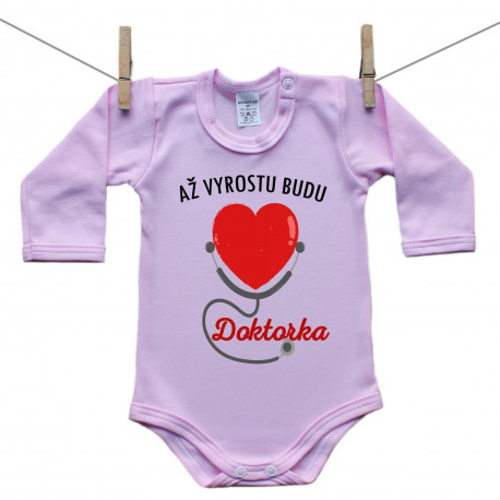 Růžové body s dlouhým rukávem Až vyrostu budu doktorka
