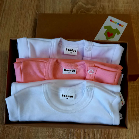 Body s dlouhým rukávem, bílé, 3ks