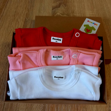 Body s dlouhým rukávem, bílé, 3ks