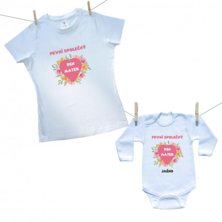 Rodinná sada (body s dlouhým rukávem) První společný Den matek s jménem děťátka