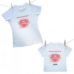 Rodinná sada (tričko s krátkým rukávem) První společný Den matek s jménem děťátka