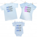 Rodinná sada (body s krátkým rukávem) Super táta, máma, syn
