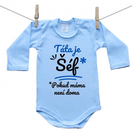 Modré body s dlouhým rukávem Táta je šéf