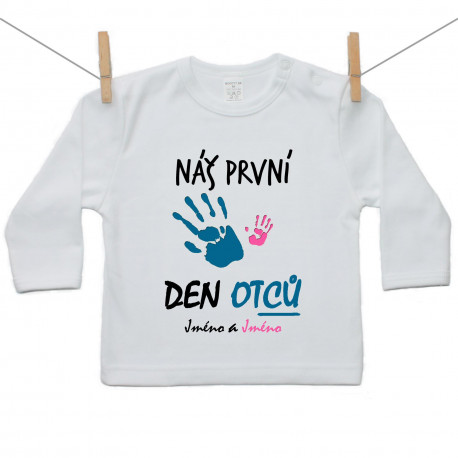 Tričko s dlouhým rukávem Náš první den otců se jménem (dívka)