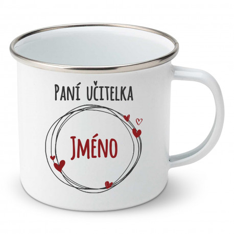 Smaltovaný hrnek Paní učitelka se jménem na přání Smaltovaný hrnek Paní učitelka se jménem na přání