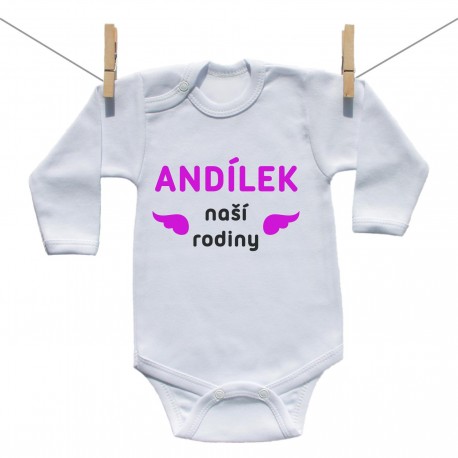 Body s dlouhým rukávem Andílek naší rodiny Dívka Body s dlouhým rukávem Andílek naší rodiny Dívka