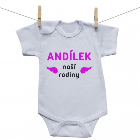 Body s krátkým rukávem Andílek naší rodiny Dívka