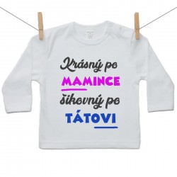 Tričko s dlouhým rukávem Krásný po mamince šikovný po tátovi
