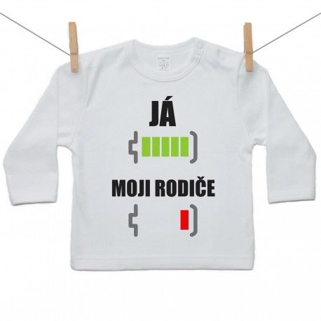 Tričko s dlouhým rukávem Já baterie nabitá moji rodiče vybitá