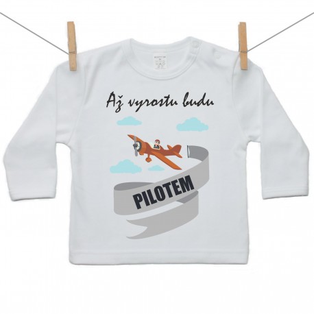 Tričko s dlouhým rukávem Až vyrostu budu pilotem