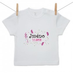 Tričko s krátkým rukávem se jménem dítěte a datem Dívka
