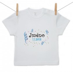 Tričko s krátkým rukávem se jménem dítěte a datem Chlapec