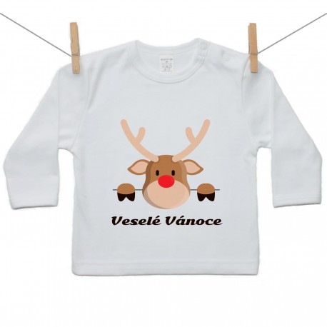 Tričko s dlouhým rukávem Veselé Vánoce se sobem