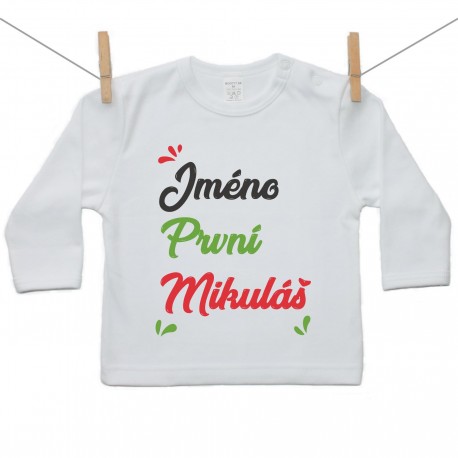 Tričko s dlouhým rukávem První Mikuláš se jménem dítěte